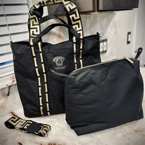 versace gold perfume bag|Versace parfums black tote bag.